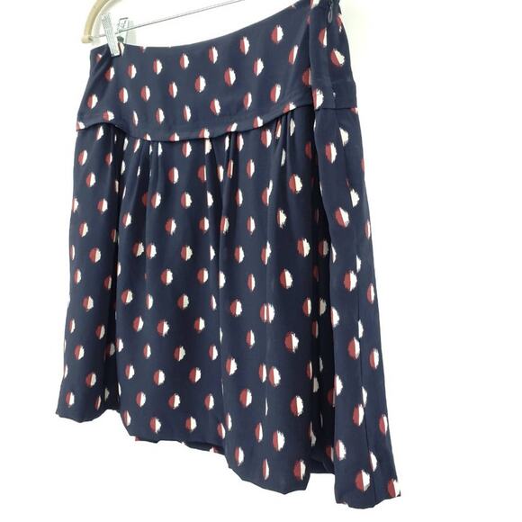 Madewell Silk Polka Dot Drop Waist Mini Skirt Navy Red White Size 8 - Picture 2 of 5